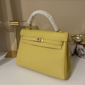 Top Handle Belted Satchel 25cm Light Yellow